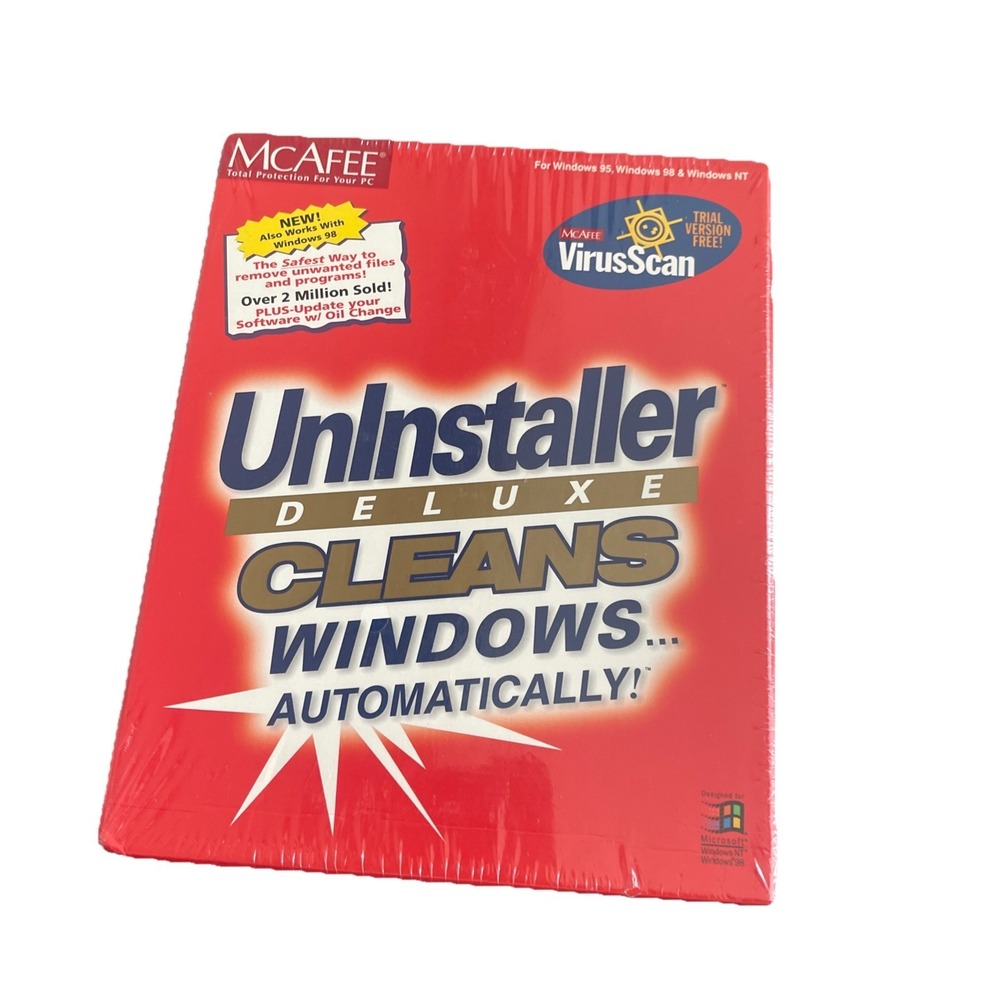 McAfee Uninstaller Deluxe Cleans Windows Automatically Windows 95/98 New Sealed